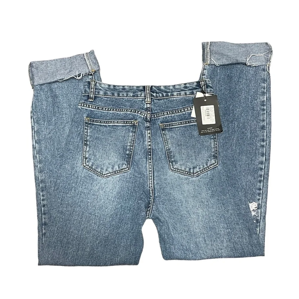 NWT Pretty Little Things Distressed High Rise Mid Wash Straight Leg - Picture 6 of 6